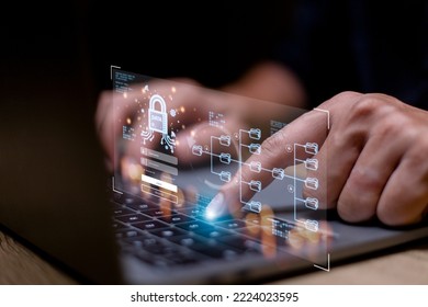 Concept of cyber security, information security and encryption, secure access to user's personal information, secure Internet access, cybersecurity.