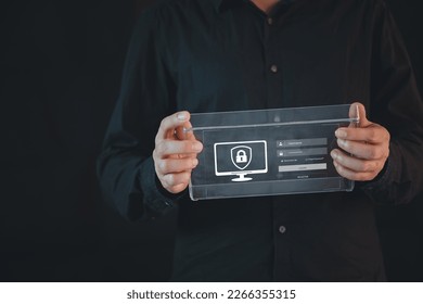 Concept of cyber security, information security and encryption, secure access to user's personal information, secure Internet access, cybersecurity.
