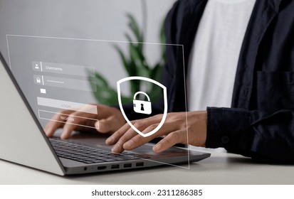 Concept of cyber security, information security and encryption, secure access to user's personal information.