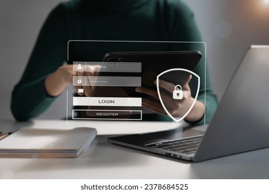 Concept of cyber security, information security and encryption, secure access to user's personal information, secure Internet access, cybersecurity.