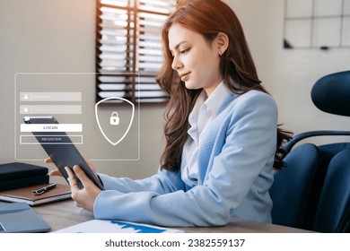 Concept of cyber security, information security and encryption, secure access to user's personal information, secure Internet access, cybersecurity.