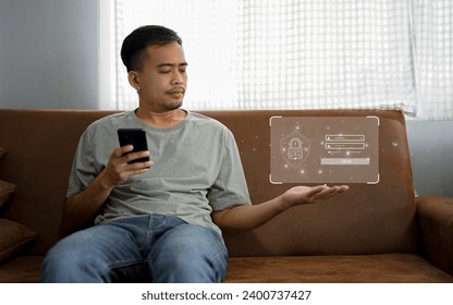 Concept of cyber security, information security and encryption, secure access to user's personal information, secure Internet access, cybersecurity.
