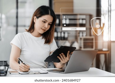 Concept of cyber security, information security and encryption, secure access to user's personal information, secure Internet access, cybersecurity.