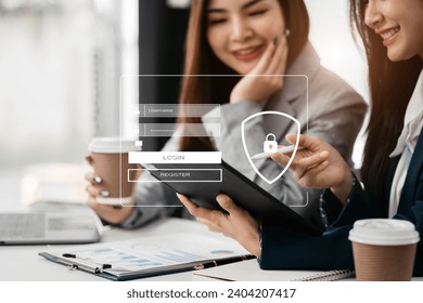 Concept of cyber security, information security and encryption, secure access to user's personal information, secure Internet access, cybersecurity.