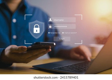 Concept of cyber security, information security and encryption, secure access to user's personal information, secure Internet access, cybersecurity.