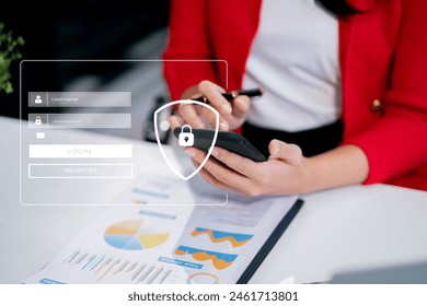 Concept of cyber security, information security and encryption, secure access to user's personal information, secure Internet access, cybersecurity.