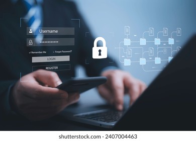 Concept of cyber security information and encryption.Document management online database digital file storage system software records keeping database technology file access doc sharing.