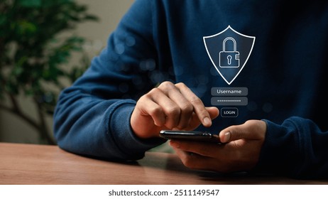 Concept of cyber security, secure access to user's personal information, information security and encryption, secure Internet access, cybersecurity. Cyber security network. Data protection concept.