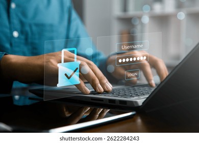 Concept of cyber security, secure access to user's personal information, information security and encryption, secure Internet access, cybersecurity. Cyber security network. Data protection concept.