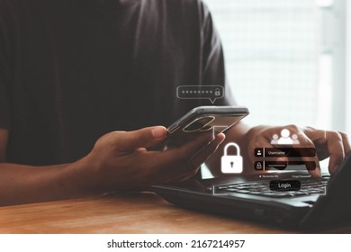 Concept of cyber security in two-step verification, multi-factor authentication, information security, encryption, secure access to user's personal information, secure Internet access, cybersecurity. - Shutterstock ID 2167214957
