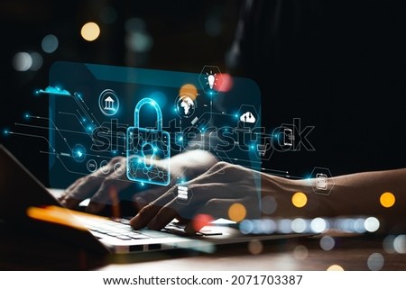 Concept of cyber security, user type login, and password, keeping user personal data safe, encryption, secure internet access, cyber security.