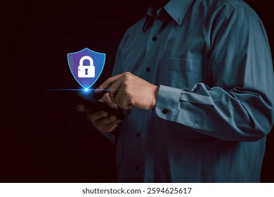 Concept of Cybersecurity, Digital Data Protection, User Privacy, Encryption, and Secure Internet Access. Illustration with Screen Padlock Icon Emphasizing Privacy, Safety, and Protection	