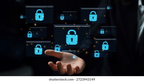 Concept of cybersecurity and a secure network. Multiple layers of data encryption and firewall protection in browsers ensure online privacy and safety from cyber threats. Parse
