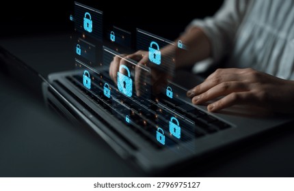 Concept of cybersecurity and a secure network. Multiple layers of data encryption and firewall protection in browsers ensure online privacy and safety from cyber threats. Parse