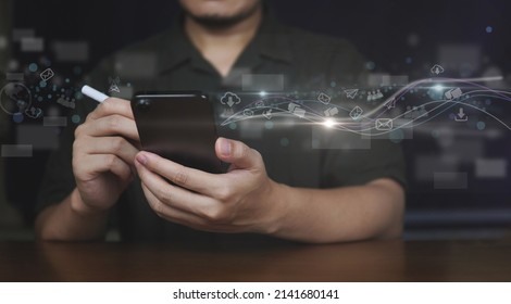 Concept of data digital, Technology data digital by internet online and technology smartphone, metaverse technology in the further