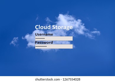 The concept of data protection in cloud storage, password and username.