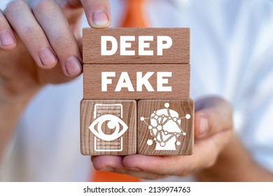 Concept of deep fake. Deepfake - electronic face swap technology.