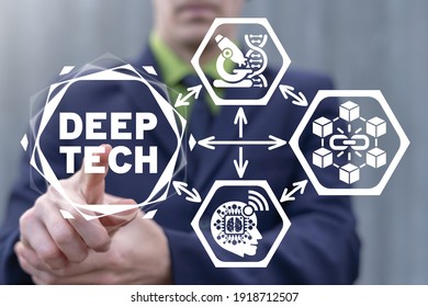 Concept Of Deep Tech. Deep Learning Technology, Biotechnology, AI, Big Data, Blockchain.