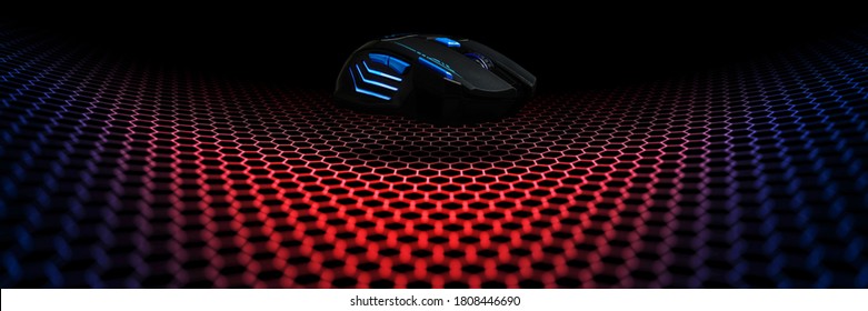 Concept design for esports cyber sports banner : professional game mouse on hexagon pattern background - Shutterstock ID 1808446690