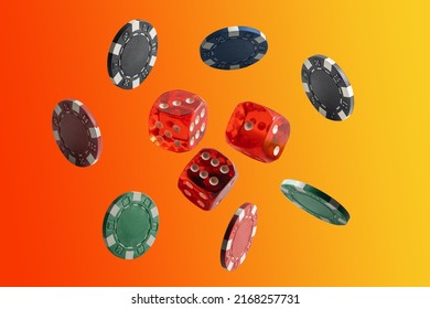 The concept of dice and poker chips.