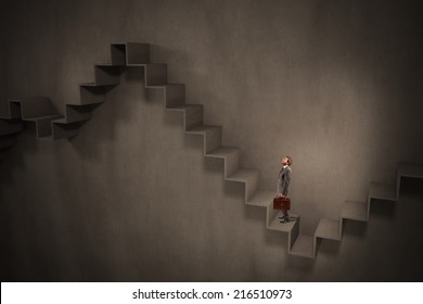 Concept of difficult career of a businessman big infinite stairs - Powered by Shutterstock