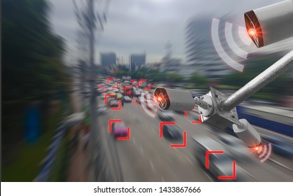 Concept digital technology 4.0,wireless network 5G signal,CCTV  camera intelligent of artificial intelligence systems, to monitor road safety and memorize driver's driving behavior and illegal traffic - Powered by Shutterstock - Get 15% off with code: PIKWIZARD15
