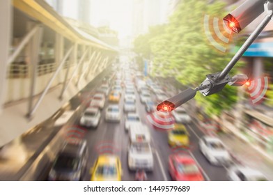 Concept digital technology 4.0,wireless network 5G signal,CCTV camera intelligent of artificial intelligence systems, to monitor road safety and memorize driver's driving behavior and illegal traffic - Powered by Shutterstock - Get 15% off with code: PIKWIZARD15
