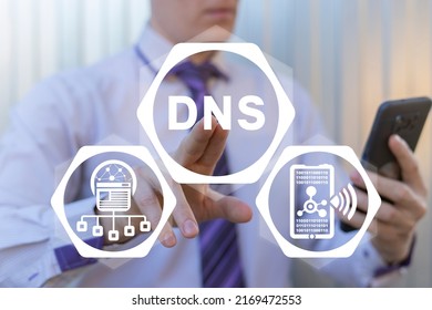 Concept Of DNS Domain Name System. DNS Network Settings, Mobile Internet, Communication Technology.