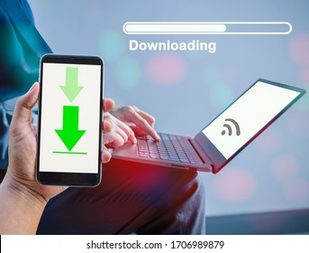 The concept of downloading data using a mobile phone, using a computer via the internet Online system which is convenient in today's world.