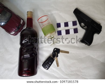 Concept driving and drinking. Don't kill people
