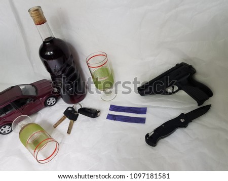 Concept driving and drinking. Don't kill people