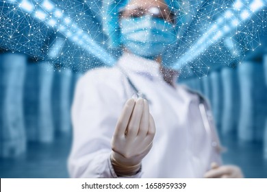 The concept of drug research. In the doctor hand appears a pill from a network of compounds. - Shutterstock ID 1658959339