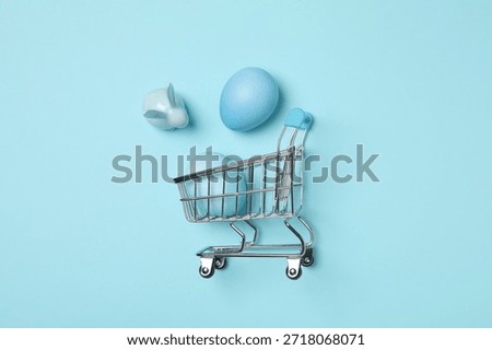 Concept of Easter shopping, holidays shopping concept, top view