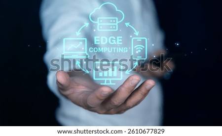 Concept Edge computing and IoT connection in digital data flow.