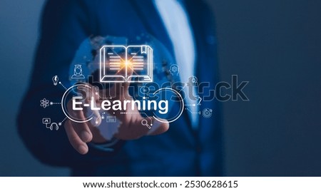The concept of education and e-learning technology: AI and machine learning enhance personalized learning. Technology courses and business training of online education, internet learning, platforms