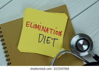 Concept Of Elimination Diet Write On Sticky Notes Isolated On Wooden Table.