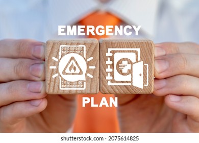 Concept Of Emergency Preparedness Plan. Business Office Notification Attention Evacuation Training. Emergency Instructions For Safety.