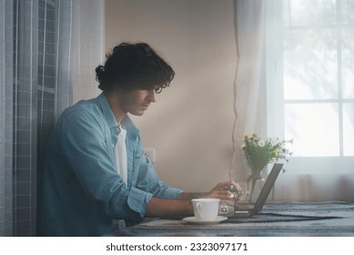 concept of encryption, information security, and cyber security. Man using a keyboard while the username and password are displayed on screen. safe internet access, data protection, and login password