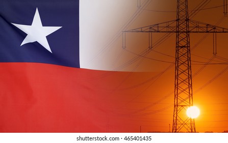 Concept Energy Distribution, Flag of Chile with high voltage power pole during sunset
 - Powered by Shutterstock