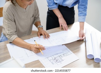 Concept Of Engineering Consulting, Two Female Engineers Brainstorming About Building Of New Project.