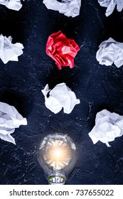 concept enlightenment solution on dark background top view