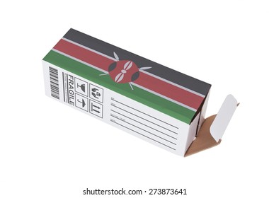 Concept of export, opened paper box - Product of Kenya