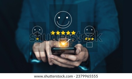 Concept feedback rating and service experience on online application, Customer review satisfaction feedback survey. testimonial.
