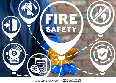 Concept of Fire Safety System. Fire Prevention Alarm Control Extinguish Engineering Protection Technology. - Shutterstock ID 2168612623