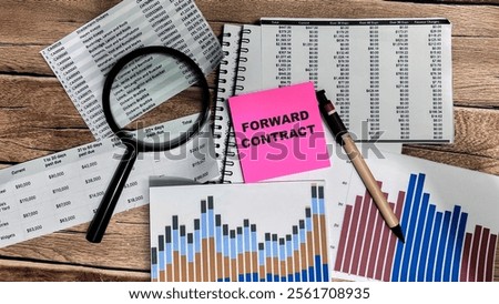 Concept of Forward Contract write on sticky notes isolated on Wooden Table.