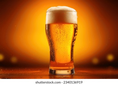 A concept of fresh beer in warm light