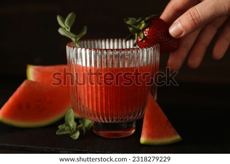 Concept of fresh and tasty summer drink - Watermelon smoothie