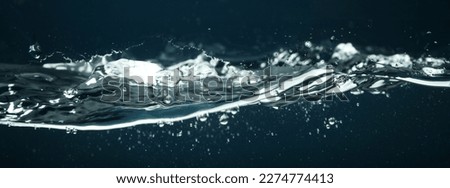 Concept of freshness, clear water, close up