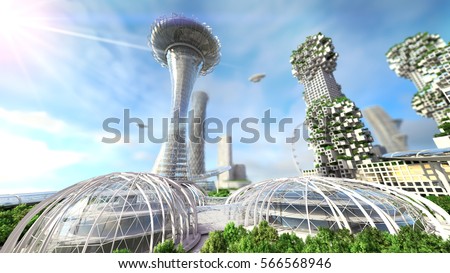 concept future city skyline. Futuristic business vision concept. 3d illustration