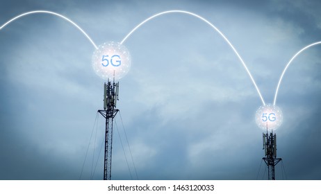 Concept of future technology 5G network wireless network that will control everything through electronic devices or have a short name called Internet of Things or IOT.